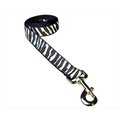 Sassy Dog Wear Sassy Dog Wear ZEBRA-WHITE-BLK.3-L 6 ft. Zebra Dog Leash; White & Black - Medium ZEBRA-WHITE/BLK.3-L